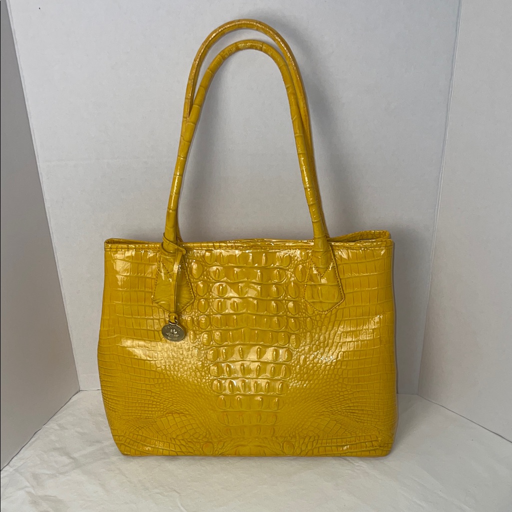 Brahmin Yellow Croc-Embossed Tote Bag